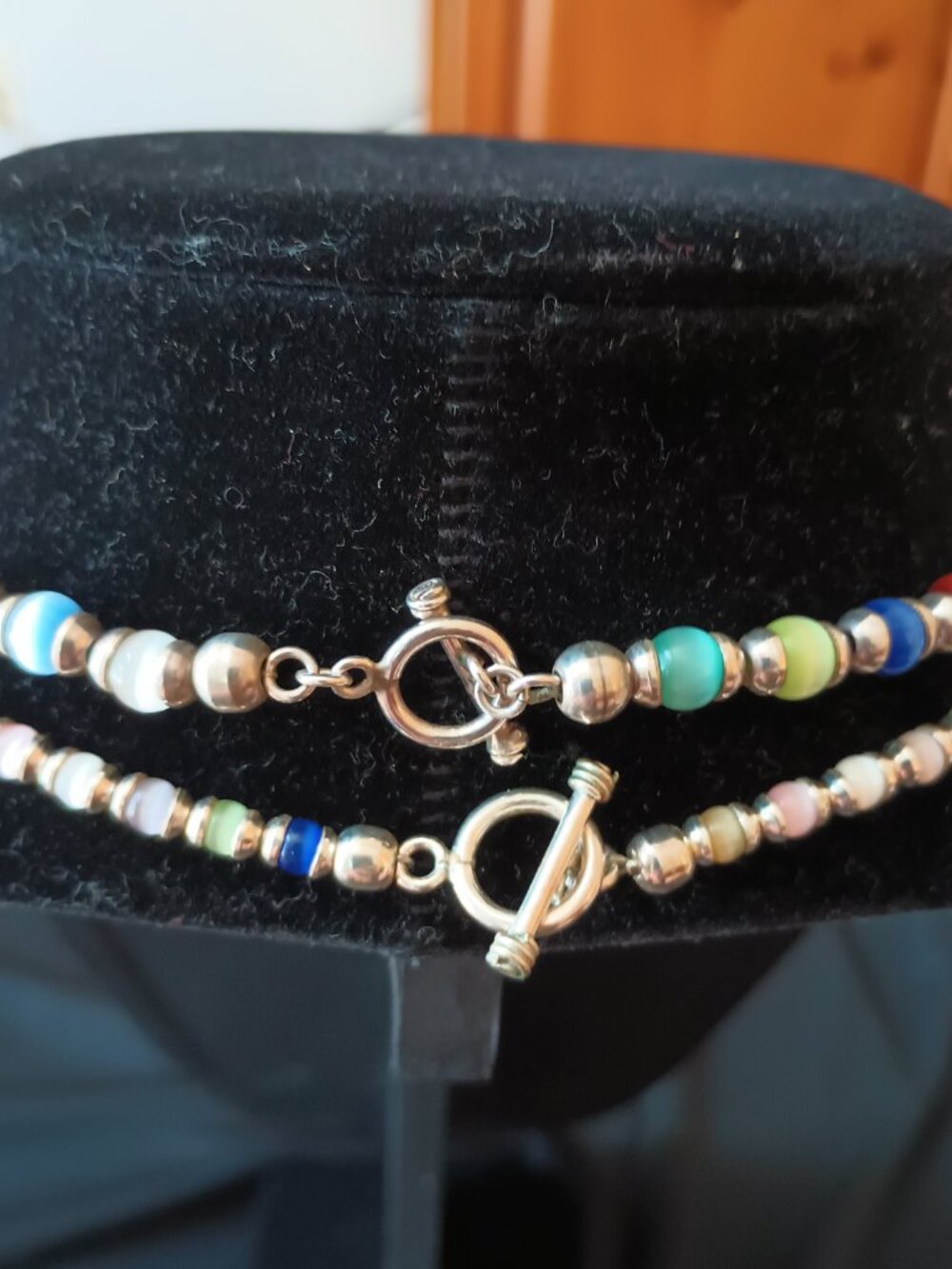 Glass Bead Sterling Silver Set Includes 2 Bracelets, 2 Bracelets, and Earrings - Picture 6 of 8